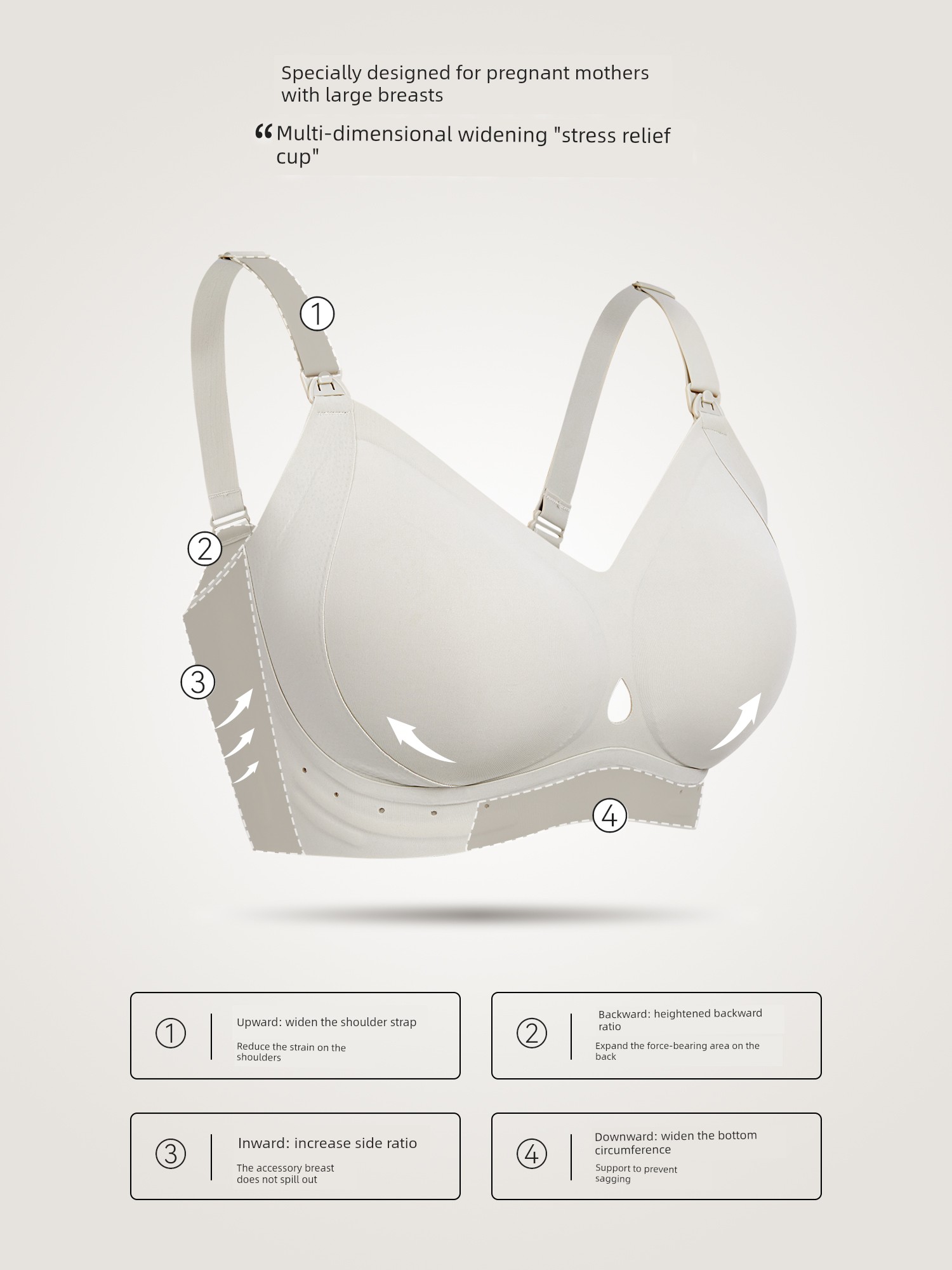 Domiamia Large-Breasted Nursing Bra Anti-Sagging Support Maternity Bra Large Size Postpartum Nursing Bra — 2