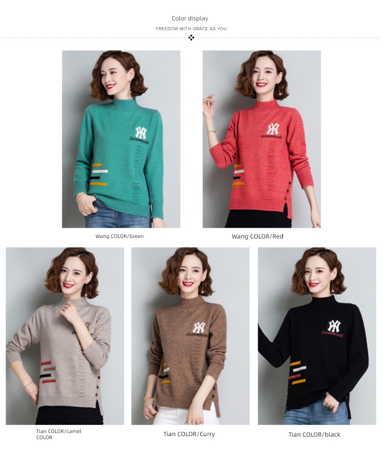 Half high collar Plush thickening easy knitting ma'am sweater