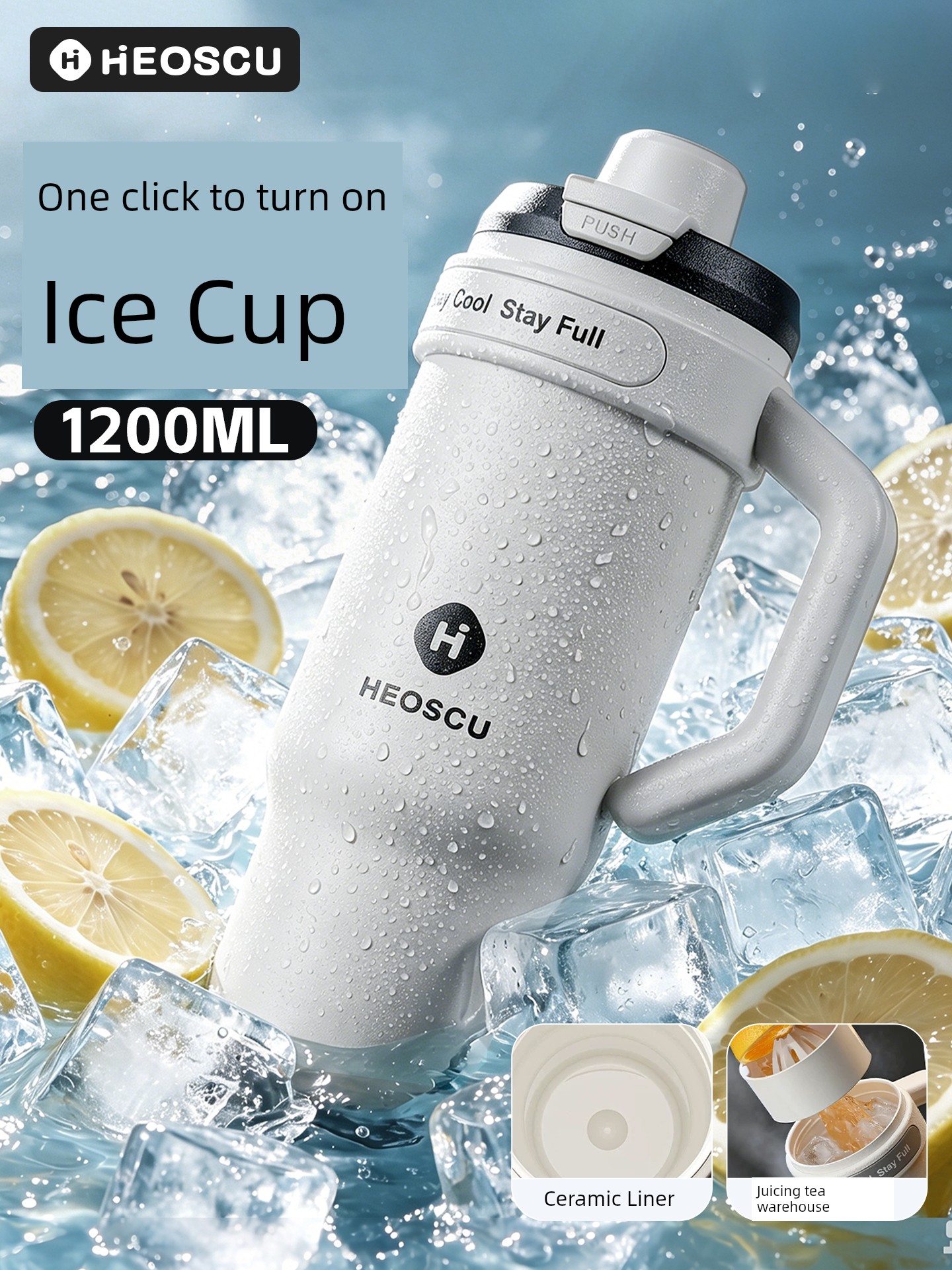 Giant Insulated Cup Ice Cup for Men 26 New Model Large Capacity Thermal Straw Water Cup with Ceramic Inner Liner for Car Use