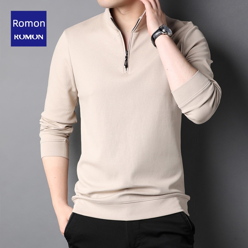 fashion Romon Half high collar zipper autumn leisure time T-shirt