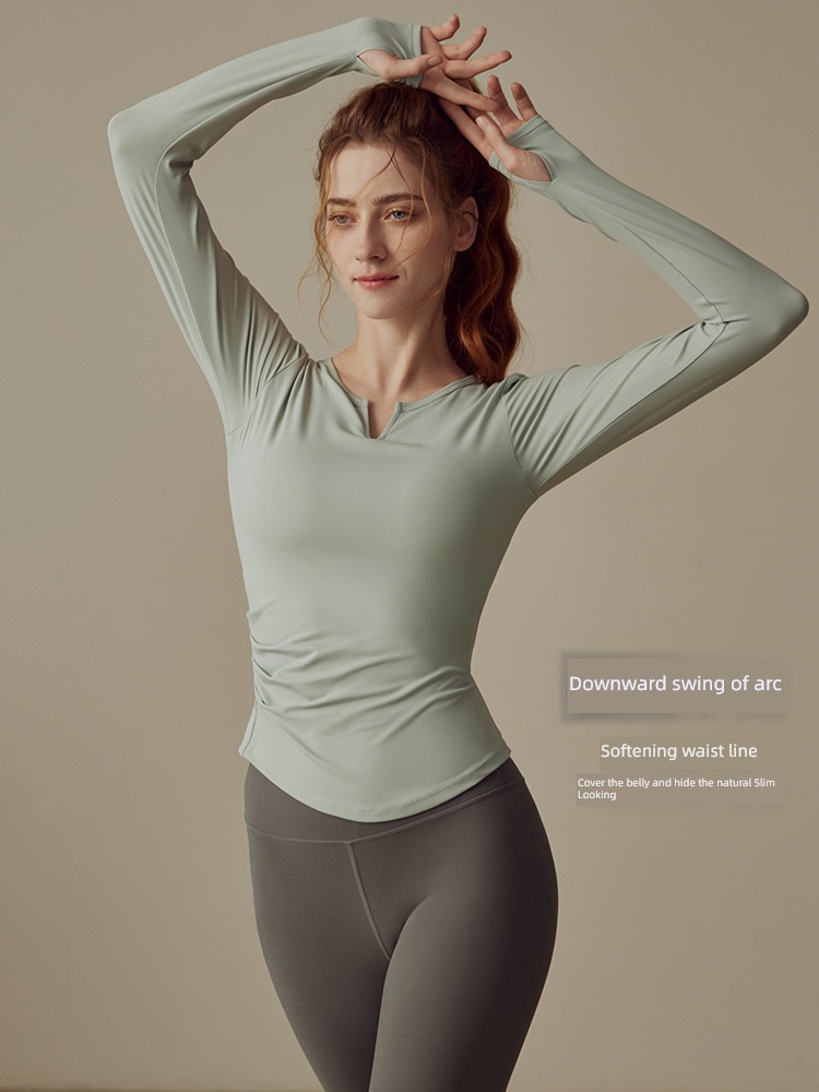 With chest pad female Autumn  Long sleeve pilates Yoga clothes