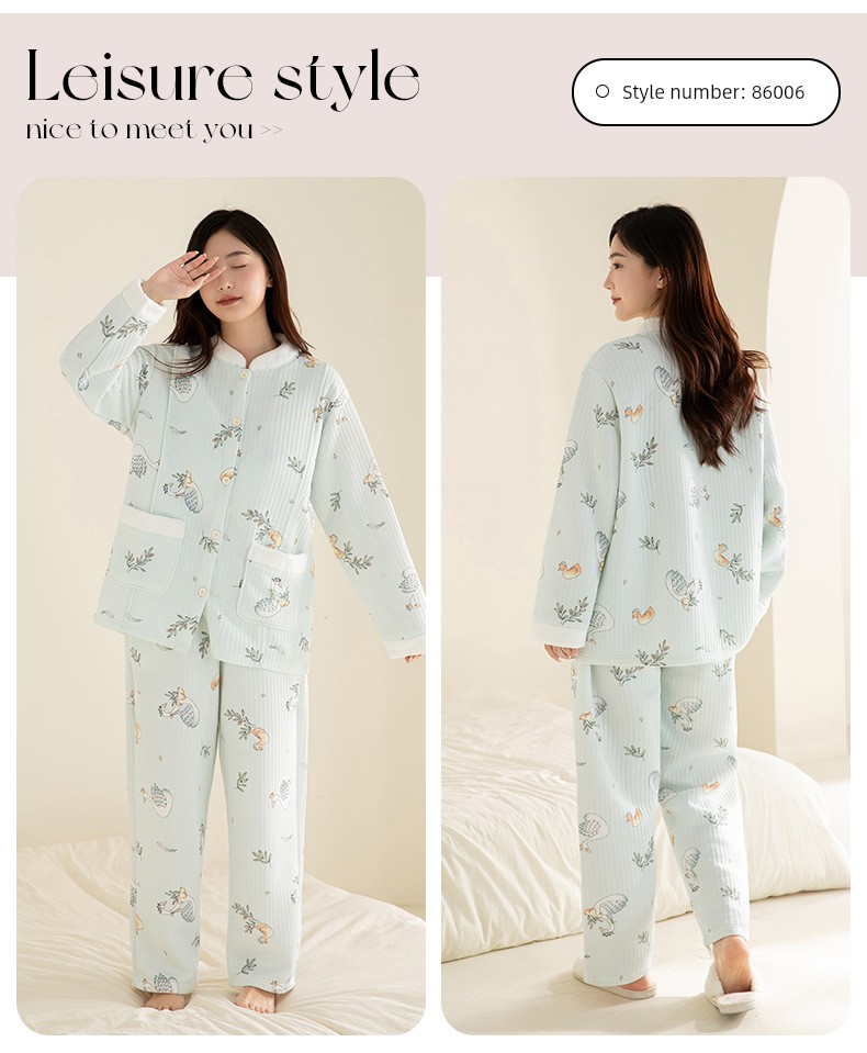 100% Pure Cotton Autumn and Winter 10A Antibacterial Maternity Wear, Class a Pure Cotton Air Cotton Layered Maternity Nursing Pajamas and Loungewear — 26