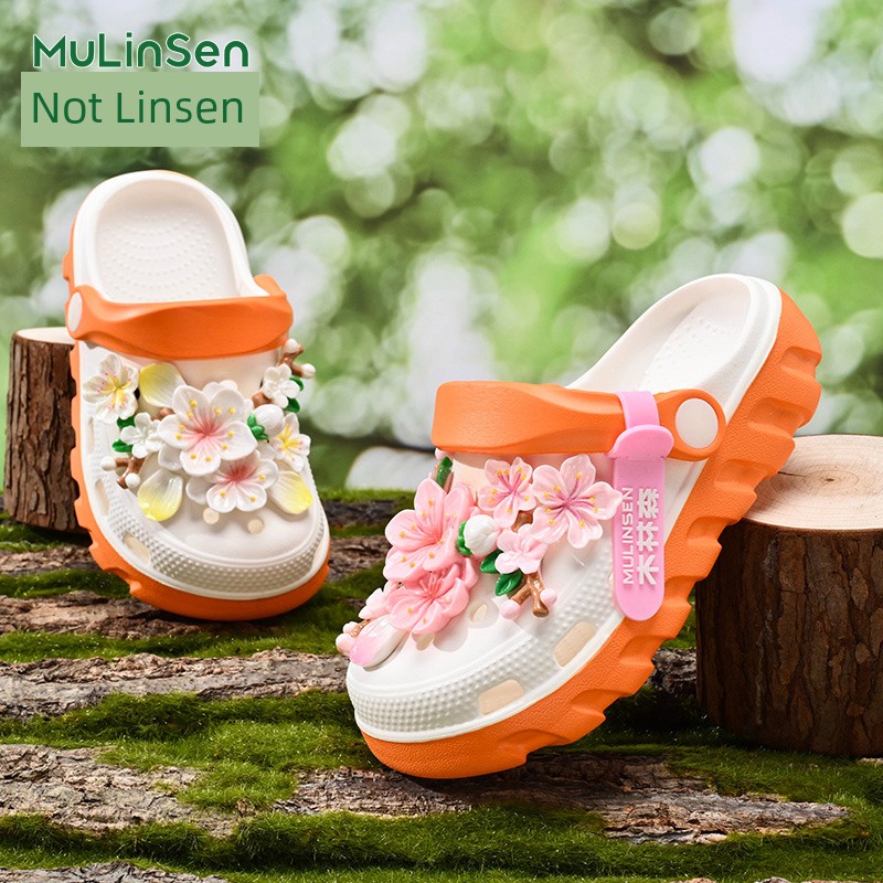 Mlskms-Vautid Girl Hole Shoes New Arrival Outdoor Non-Slip Kids Slippers Cherry Blossom Sandals Baby Girl Beach Shoes — 3