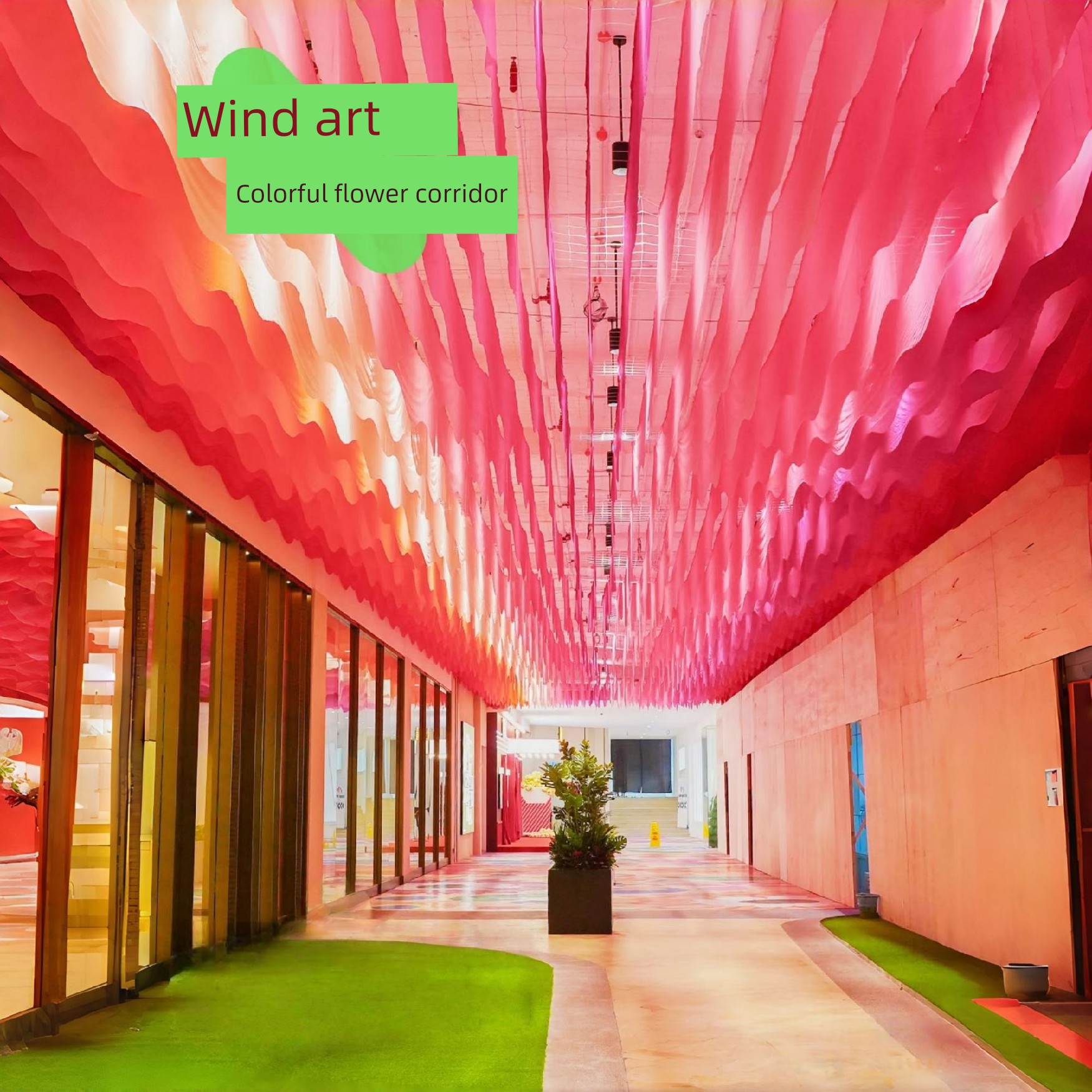 Trendy Wind-Swept Artistic Gauze Ceiling Decoration, Outdoor Decoration, Scenic Spots, Commercial Streets, Wave-Shaped Canopy Hanging Cloth