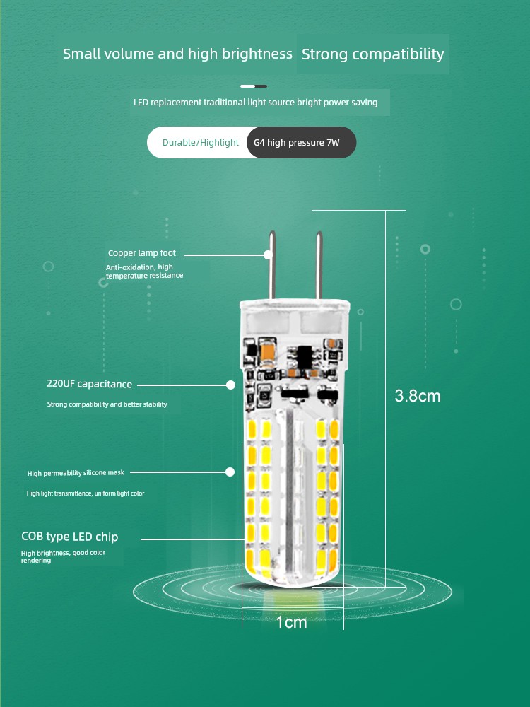 Led Pin 220V Two Pin Crystal GenOptics Aura Essence