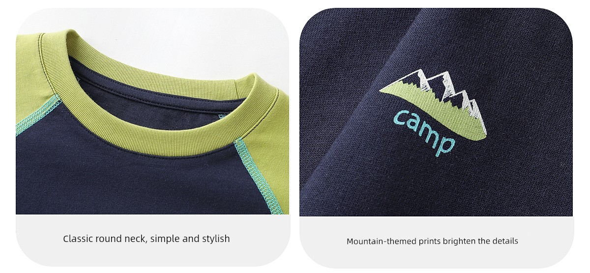 Right-Ou Boys' Long-Sleeved T-Shirt 2026 Spring and Autumn New Style Toddler Color-Blocked Round-Neck Top Loose Casual Base Shirt — 15