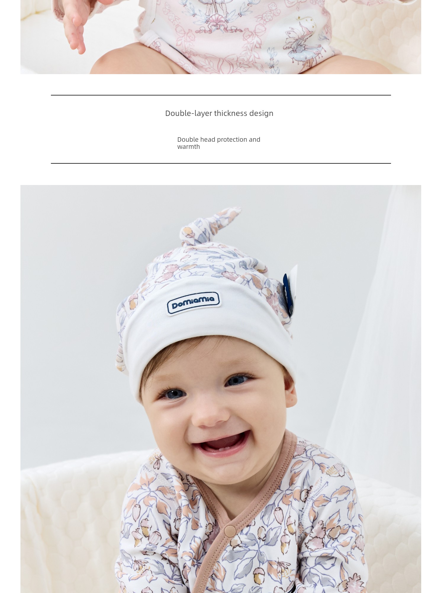 Domiamia Baby Hat Newborn 0-6 Months Old Baby Cotton Hat Cute Full Moon Hundred-Day Headwear — 3