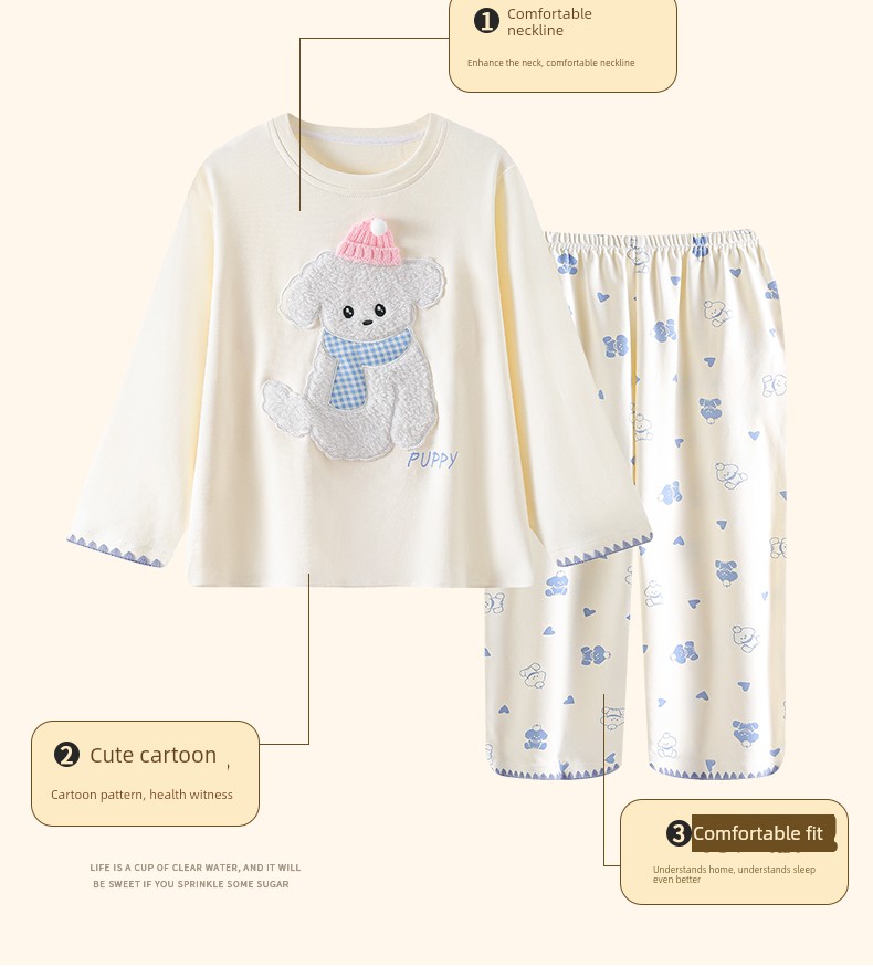 Girls' Pajamas Autumn Children's Pure Cotton Long-Sleeve Thin Style Big Girl Spring and Autumn Home Wear Set New Model — 4