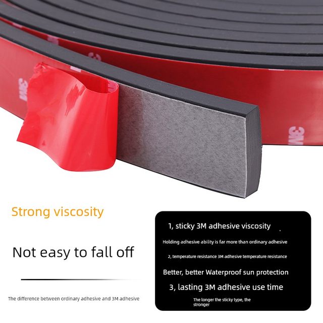3M self-adhesive rubber strip glass shock absorber buffer strip back glue seal strip anti-slip wear-resistant compaction flat strip