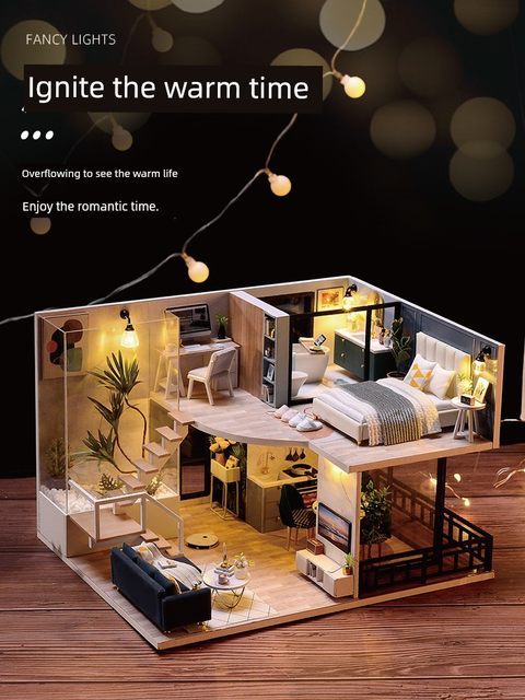 智趣屋新款DIY小屋舒适生活木质手工拼装简约式建筑模型创意礼物