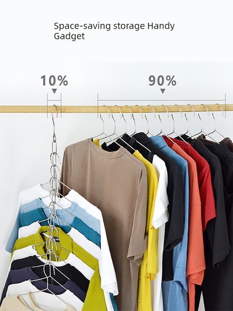Stainless steel chain wardrobe storage space-saving multi-functional clothes hooks porous thick household balcony drying rack