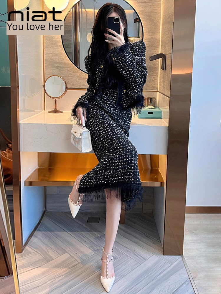 Little fragrance Celebrity Light luxury domineering lady Early autumn Small dress