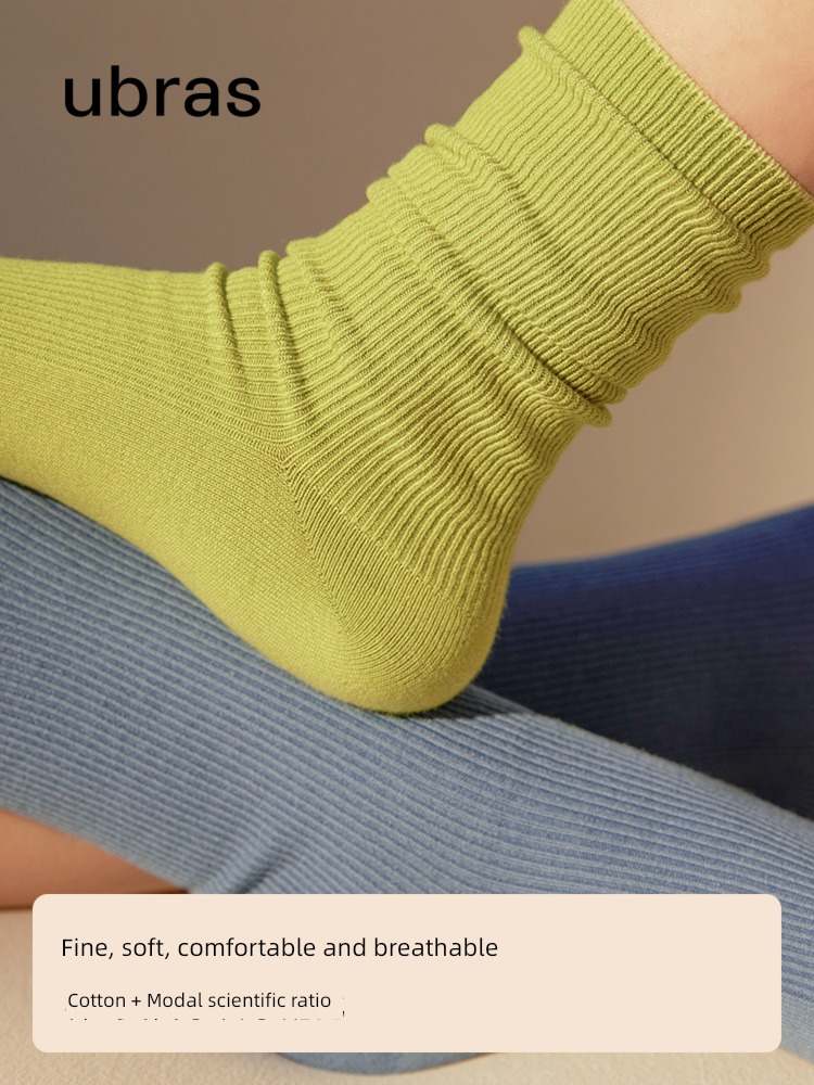 ubras Two wear decompression Ribbon decorate 3 double Middle tube socks