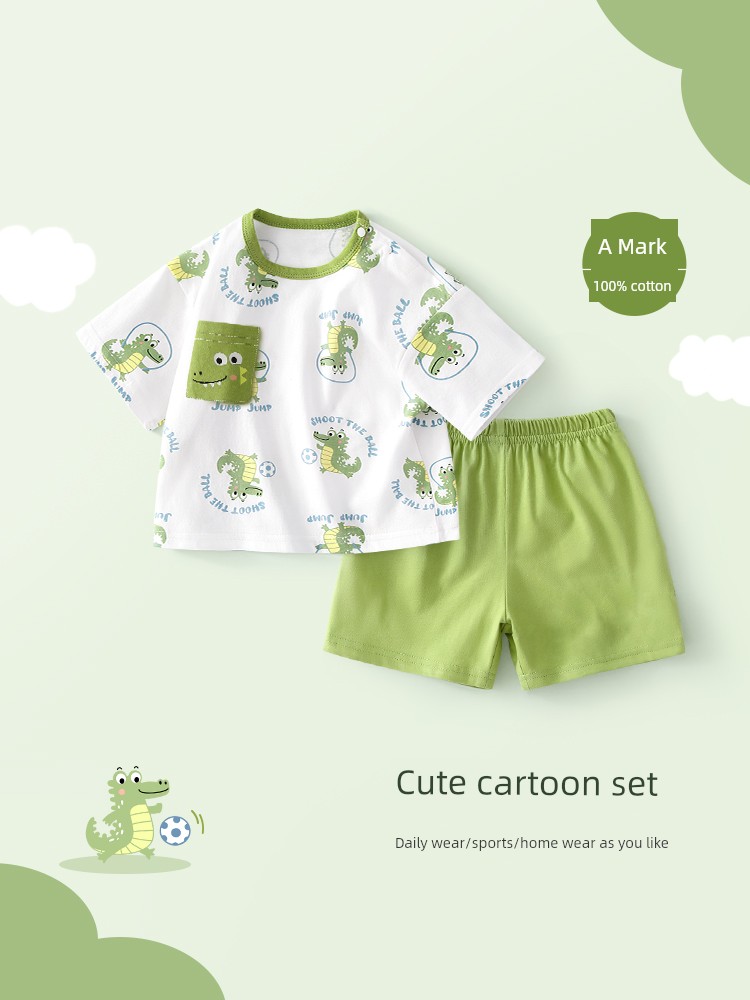 Baby Summer Outfit 2026 New Style Thin Clothing for Infants and Toddlers, Boys and Girls Short-Sleeve Shorts Children's Two-Piece Set — 2