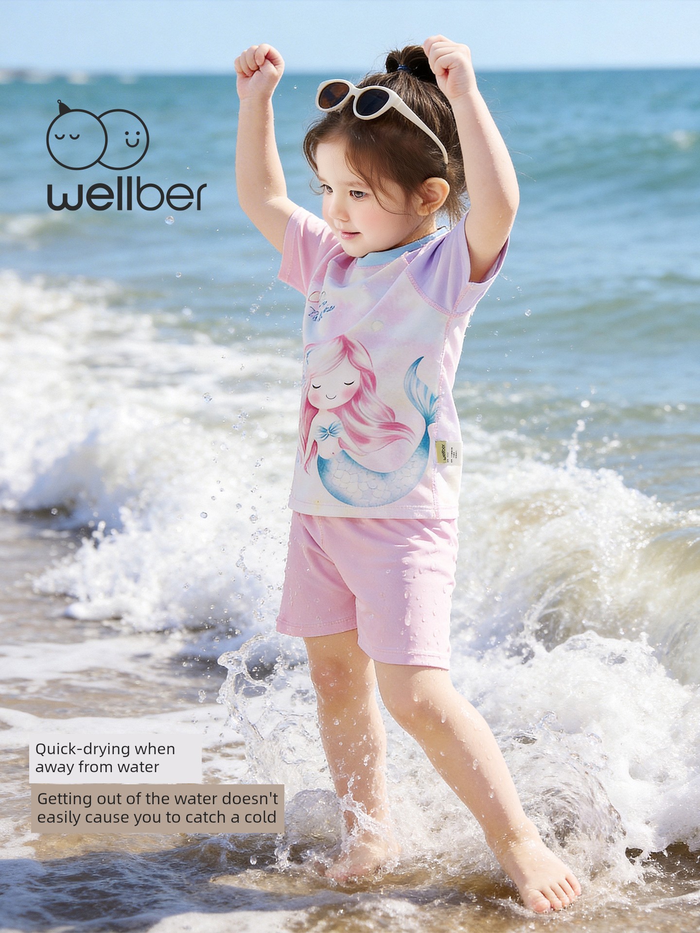 Wilberu Girls' Swimwear Two-Piece Children's Girls' and Boys' Summer Sun Protection Class a One-Piece Swimsuit for 3-Year-Olds — 4
