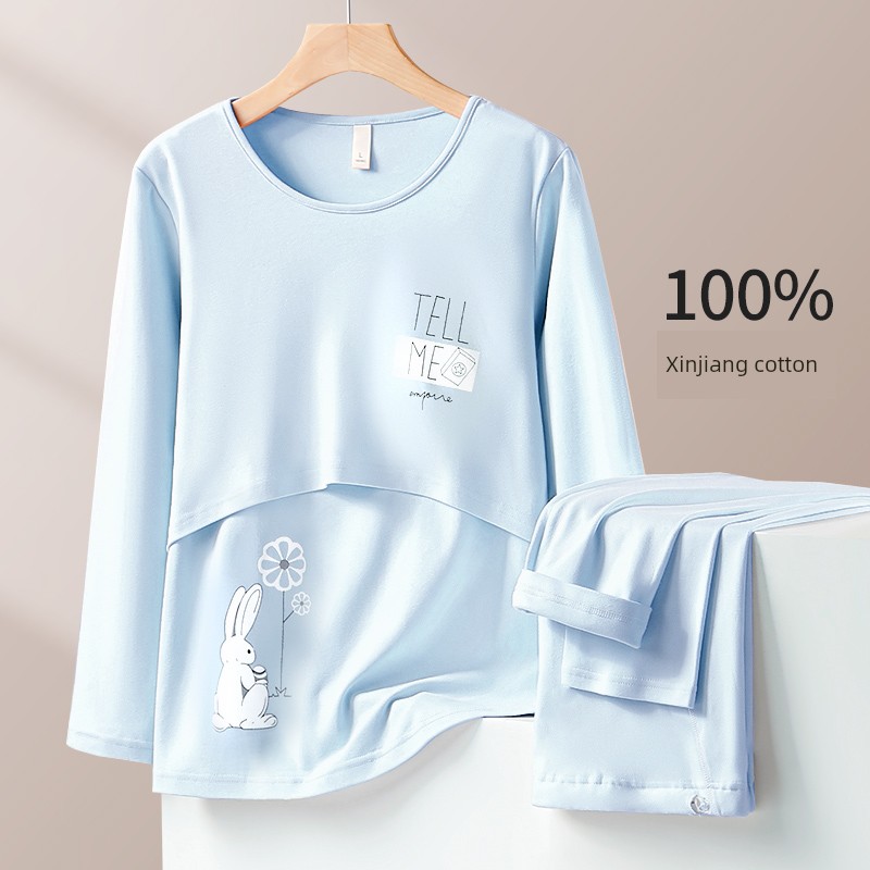 Maternity Autumn Clothes Set, Pure Cotton Sweater, Autumn and Winter Thermal Underwear, Nursing Pajamas, Postpartum Clothing, Loungewear — 3