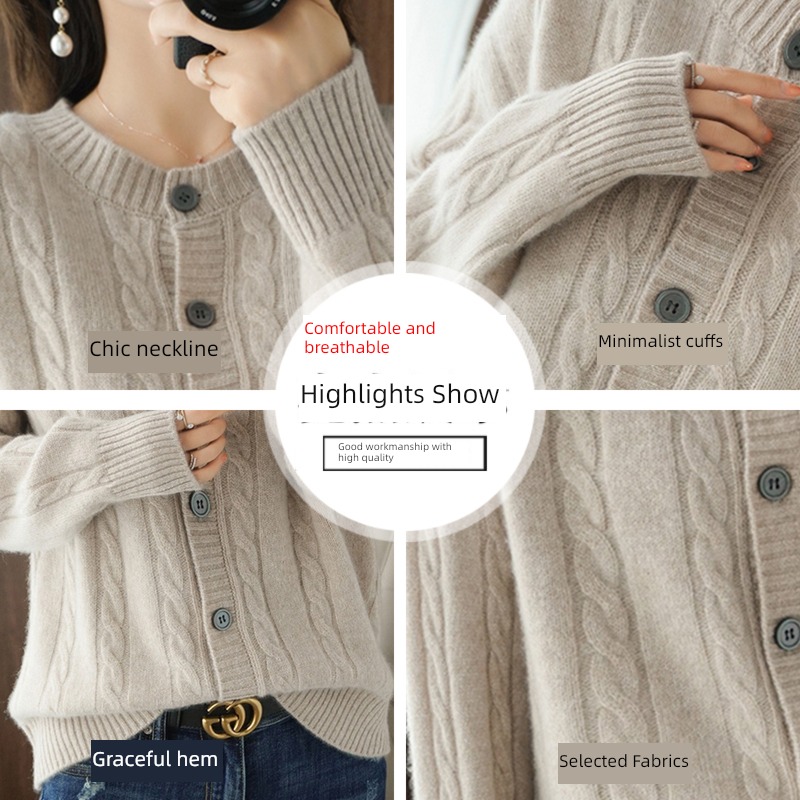 ma'am early spring winter Lazy wind Wear out knitting Cardigan