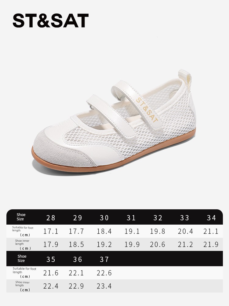 Saturday Kids' Shoes Children's Mary Jane Girls' Breathable Mesh Sandals Summer Velcro Ballet Style Casual Shoes — 7