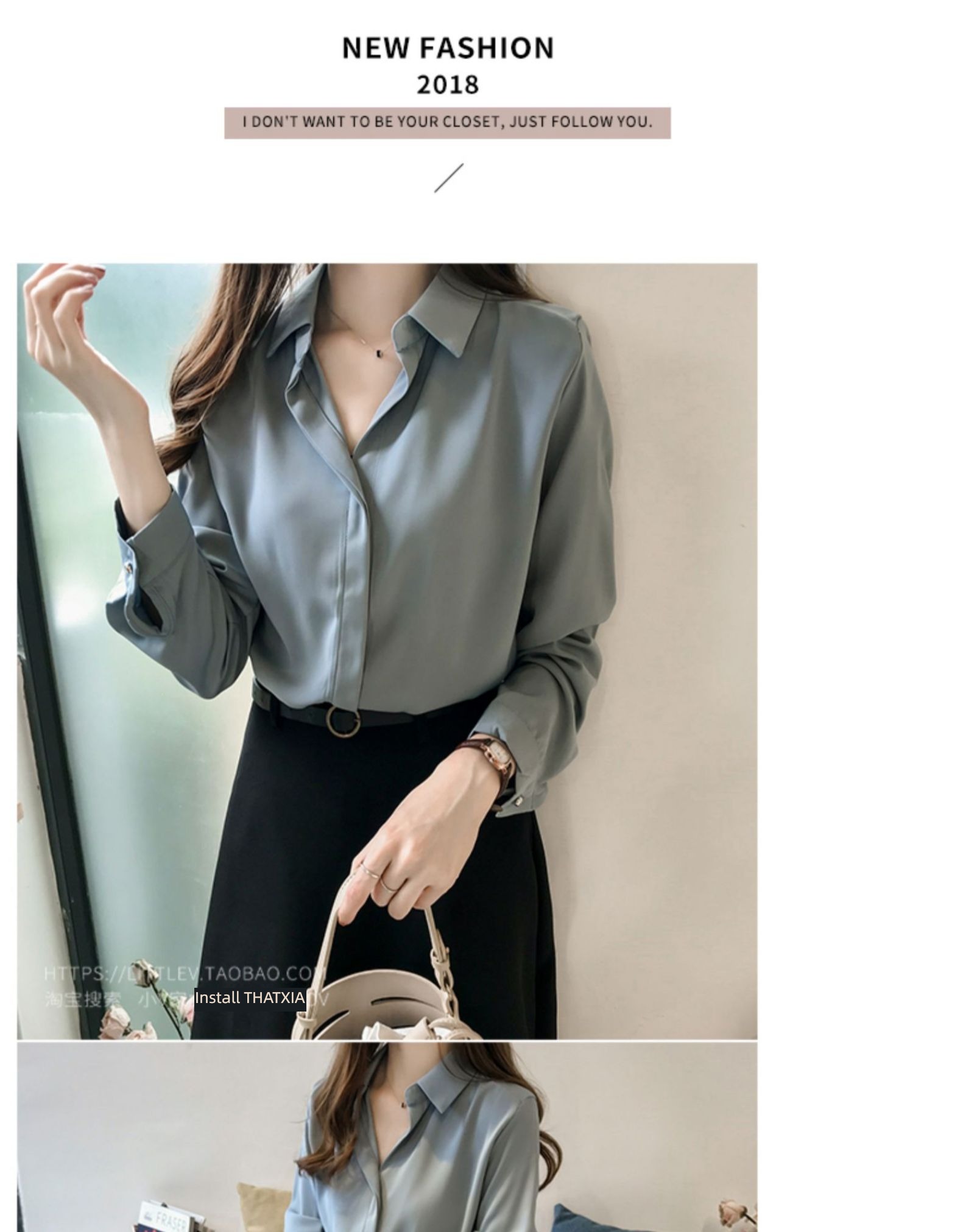 blue unique jacket easy Long sleeve Chiffon shirt