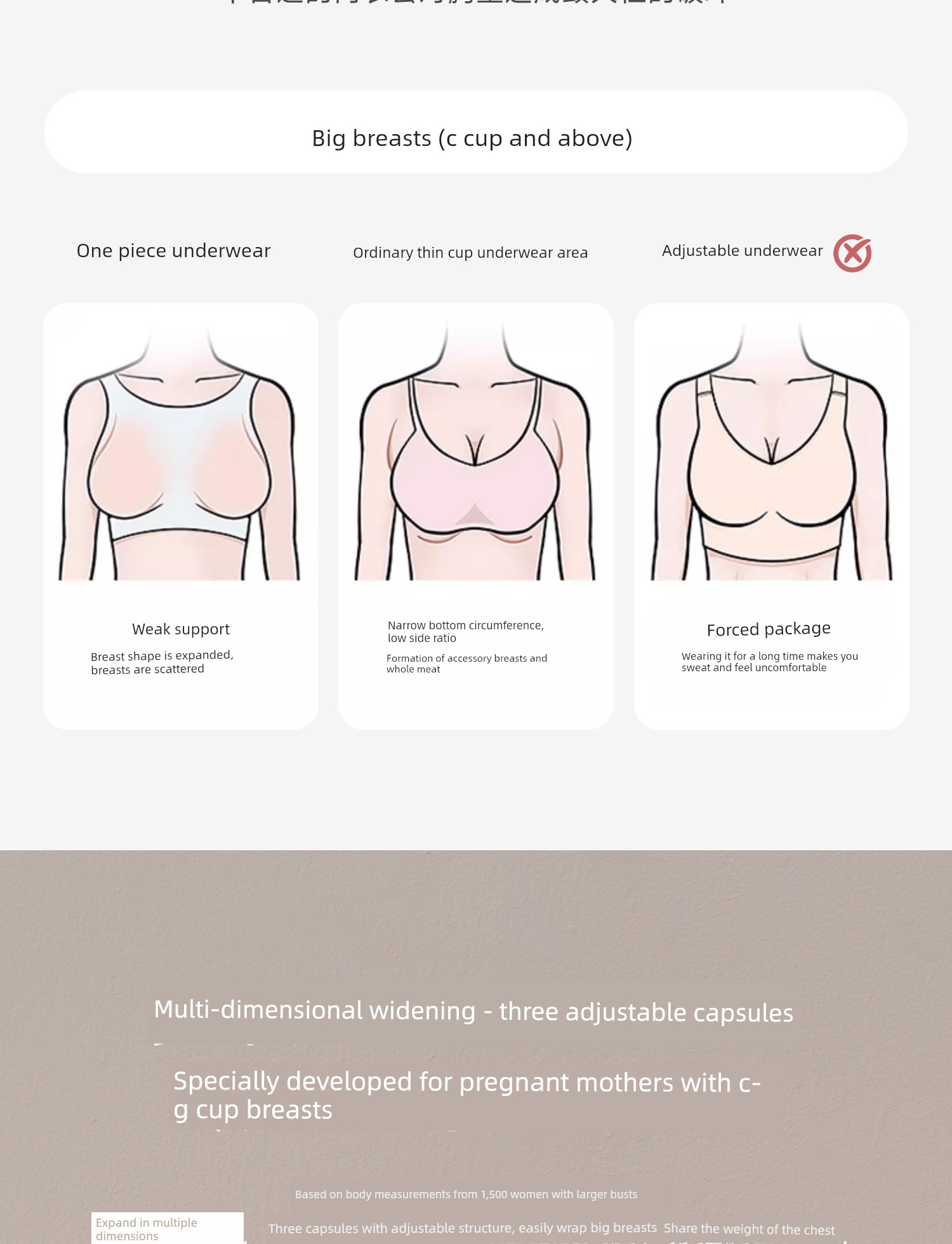 [C-G Large Size Large Bust] Nursing Bra with Large Cups to Prevent Sagging, Specially Designed for Postpartum Breastfeeding, Thin Summer Style Bra — 3