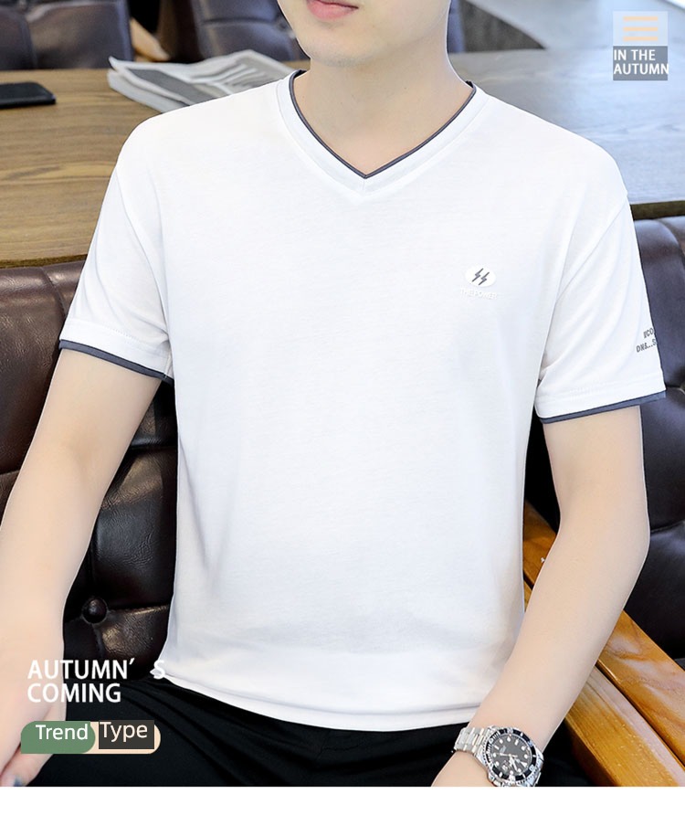 trend handsome V-neck Half sleeve Compassionate man Fake two