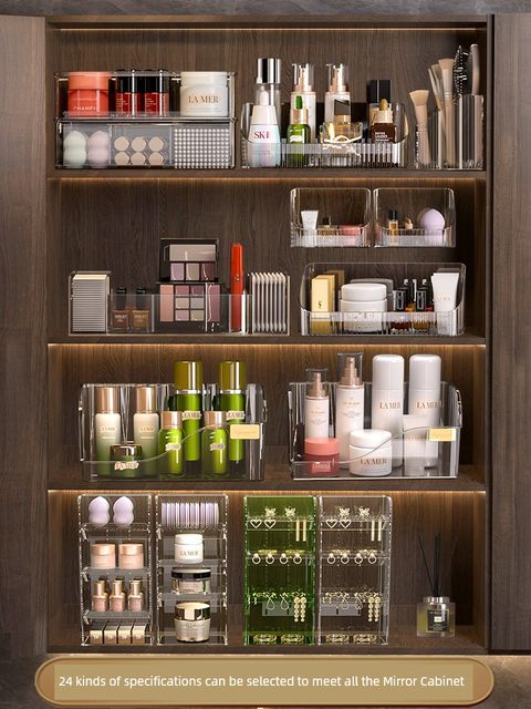 Bathroom mirror cabinet storage box wall hanging lipstick mask finishing box bathroom mirror cabinet oblique cosmetic storage rack