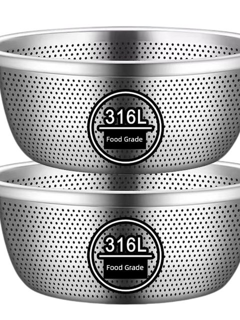 316 extra thick stainless steel leaking basin rice sieve kitchen food grade rice washing vegetables drain basin washing fruit filter basket