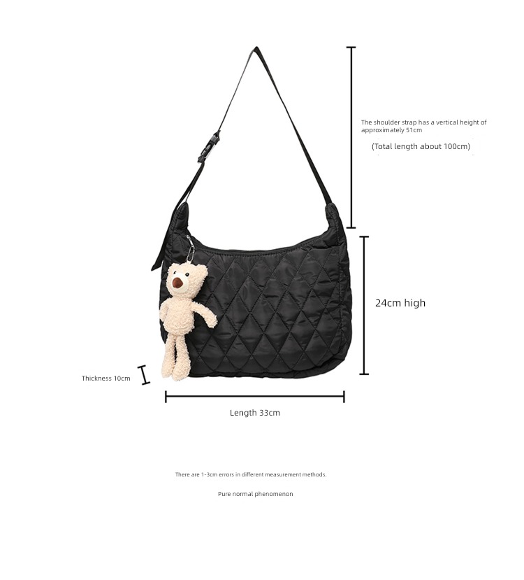 Rhombic grid high-capacity One shoulder Versatile Nylon  Down bag