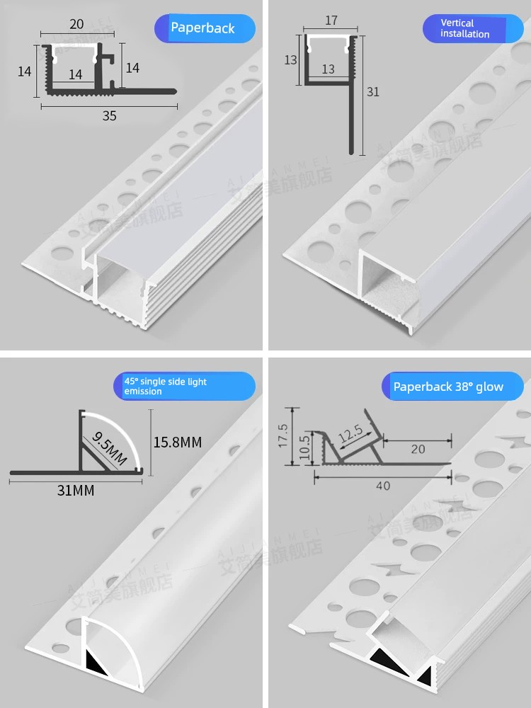 Double Eyelid-Shaped Light-Emitting Linear Light Strip for Living Room Ceiling Aluminum Channel Linear Light Strip Single-Sided Side-Reflecting Linear Light Channel
