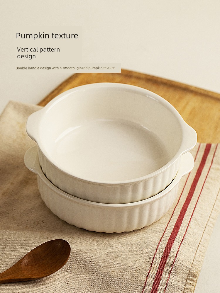 Modern Housewife Household Ceramic Oven Baked Rice Bowl Binaural