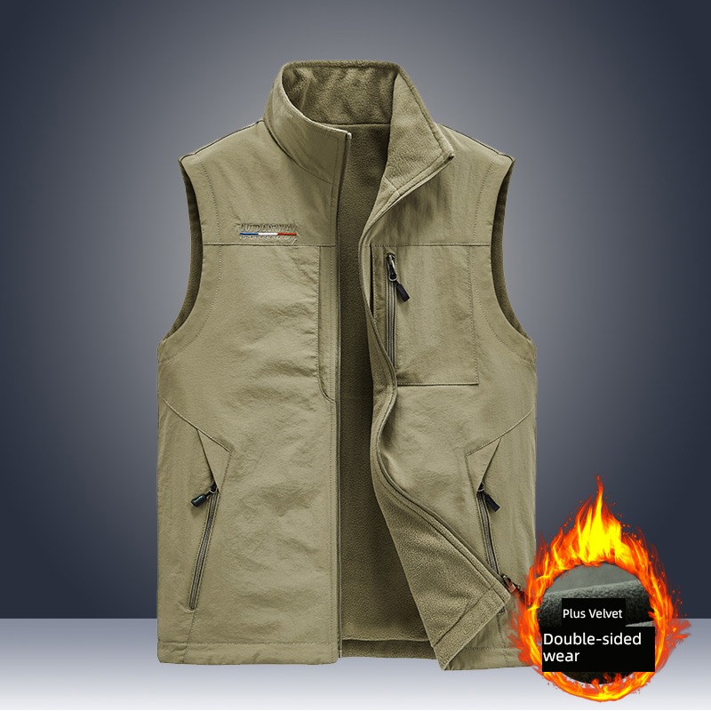 Autumn and winter Wear on both sides outdoors motion Fleece Sleeveless Vest