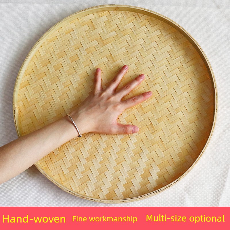 round Non-Hole Tray Kindergarten Hand Painting Bamboo