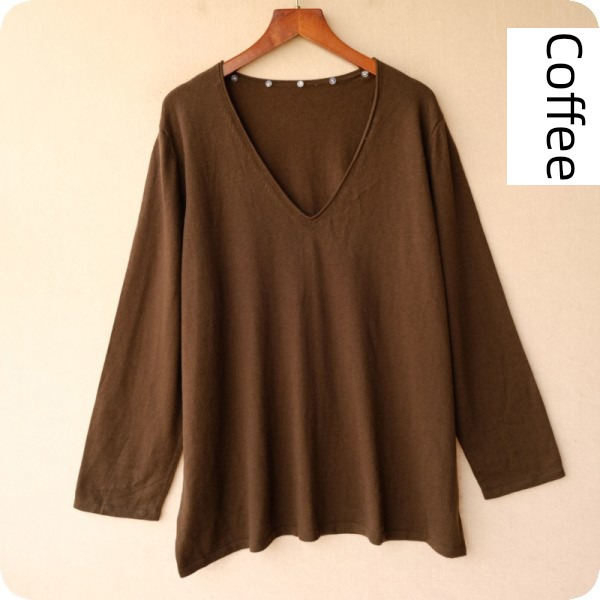 Women V-neck real silk wool blend  Thin money Spring