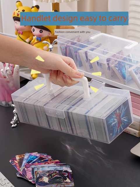 Card storage box Children's small card Ultraman card transparent partition finishing box dustproof with lid Yeluo Lika book