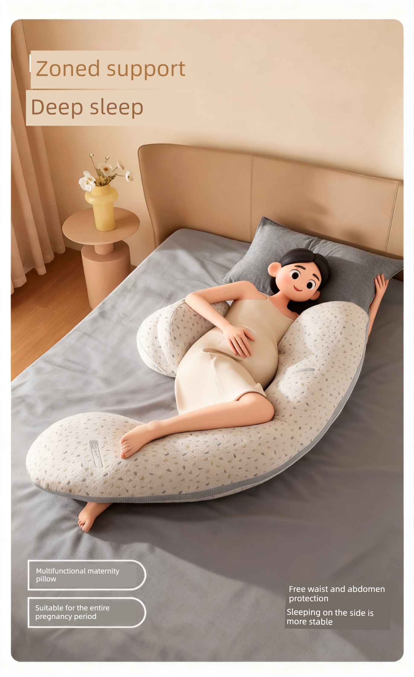 Invebaby Pregnancy Pillow for Waist Support, Side Sleeping, and Belly Support, Special Pillow for Sleeping during Pregnancy, Gift — 2