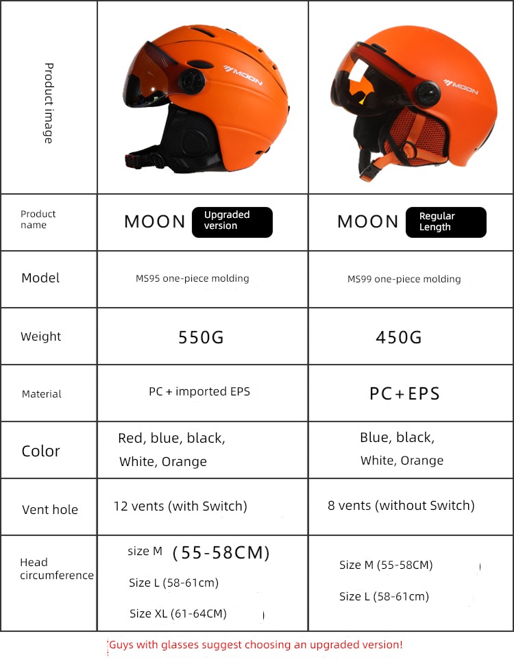 moon Eye protection Integrated molding winter skiing Helmet