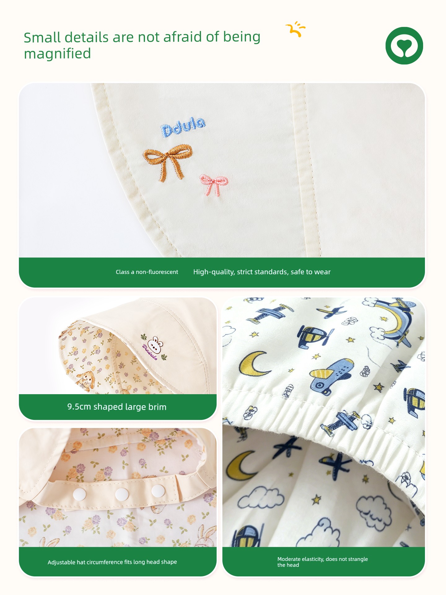 Baby Hat Summer Thin Sun Protection Hat Class a Pure Cotton Children's Sunshade Hat for Boys and Girls Newborns and Infants for Outdoor Use — 5