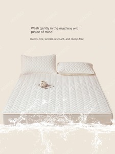 Miniso Pure Cotton Fitted Sheet 100% Cotton Quilted Mattress Protector Sheet Set 2025 New Model for All Seasons 3