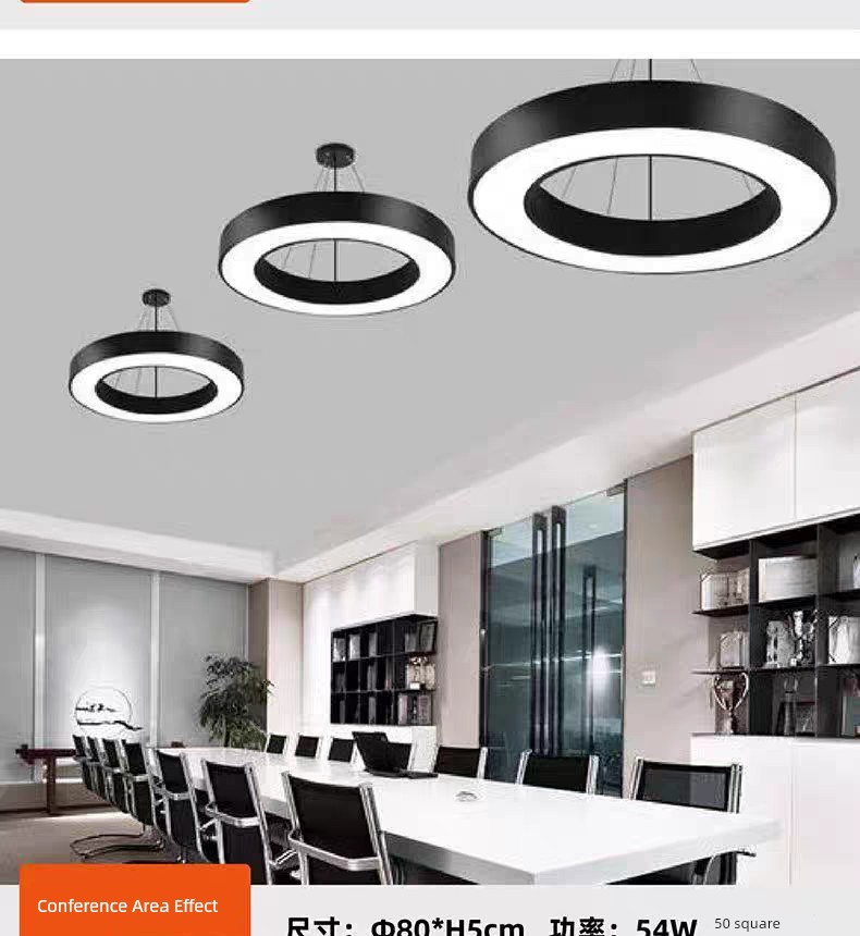 Led Design Lights, Hexagonal Solid Round Pendant Lights for Offices, Gyms, Supermarkets, Shopping Malls, and Car Showrooms