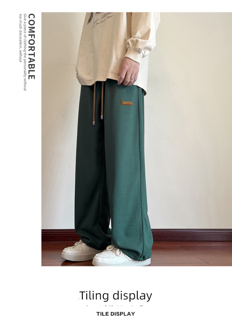NGGGN Straight cylinder easy Sagging sensation Plush leisure time trousers