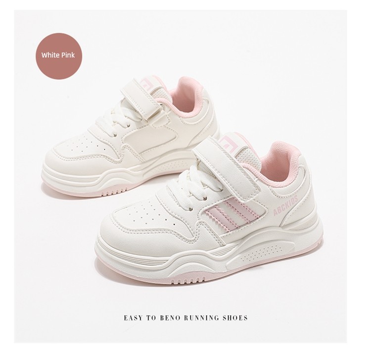 Abckids Kidsren's White Sneakers Boys' White Sneakers 2026 Spring & Fall New Style Student Girls' Shoes Versatile — 18
