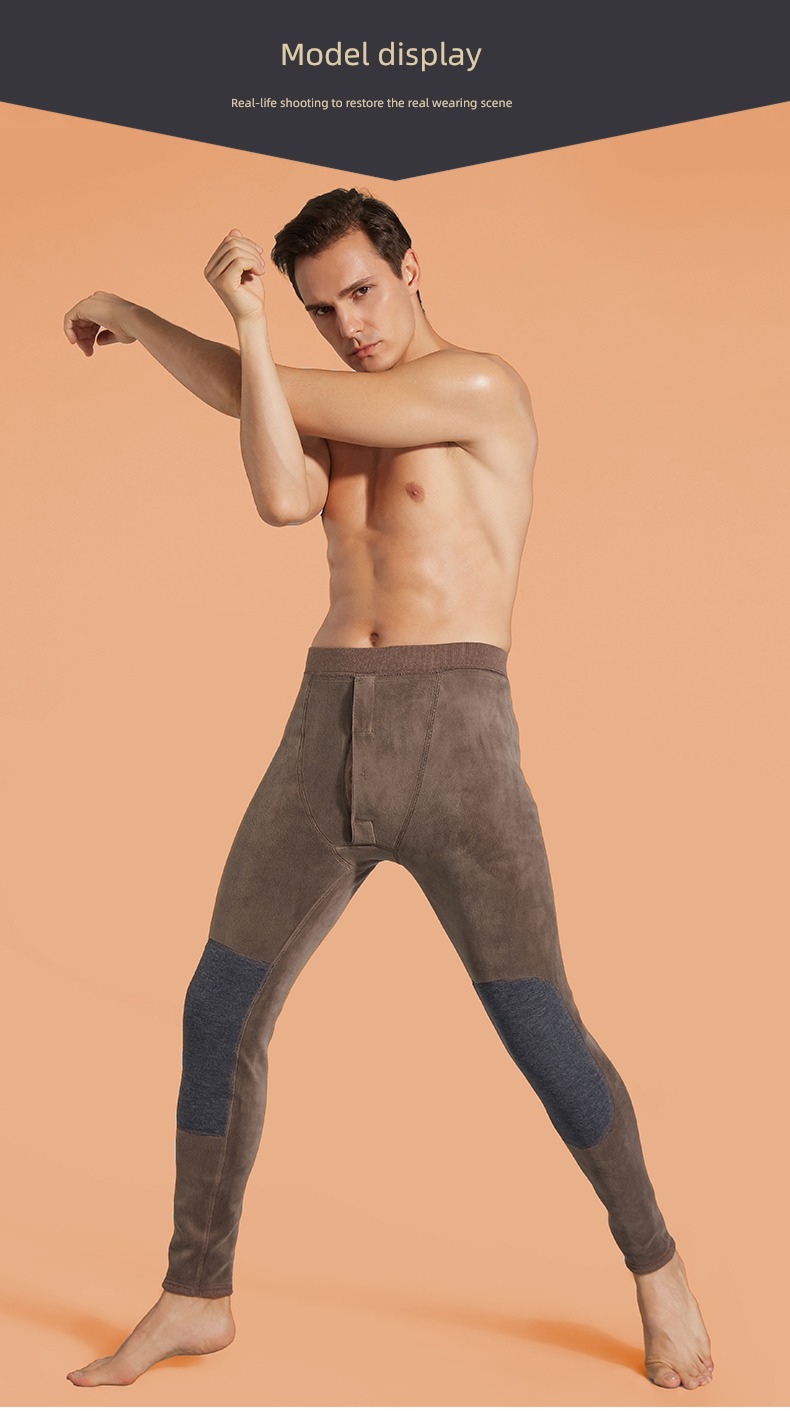 winter man Warm pants Plush thickening Cashmere kneepad Lay a foundation Interpenetrating Derong Self heating Autumn trousers northeast cotton-padded trousers