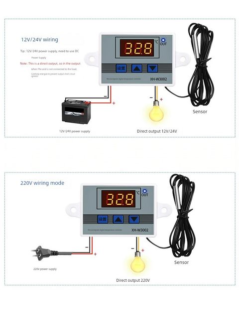 Microcomputer temperature switch controller 12/24v sensor digital display intelligent automatic constant temperature thermostat temperature controller temperature controller