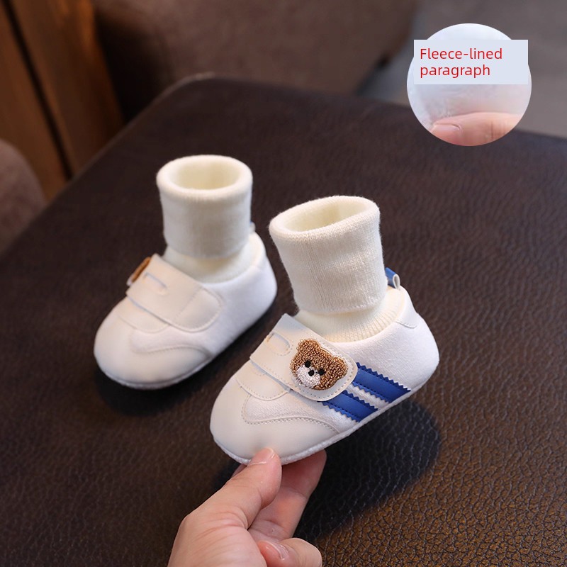 Baby Shoes and Socks for Spring, Autumn, and Winter, 0-1 Year Old, Soft Sole, Non-Slip, Unisex Baby Shoes, 6-12 Months, Fleece-Lined Pre-Walking Shoes, — 8