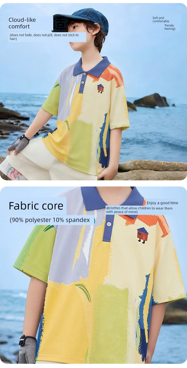 Piggy Banner Kidsren's Polo Shirt Boys' Cool Short-Sleeved T-Shirt 2026 New Style Boys' Lapel Quick-Drying Top W — 5