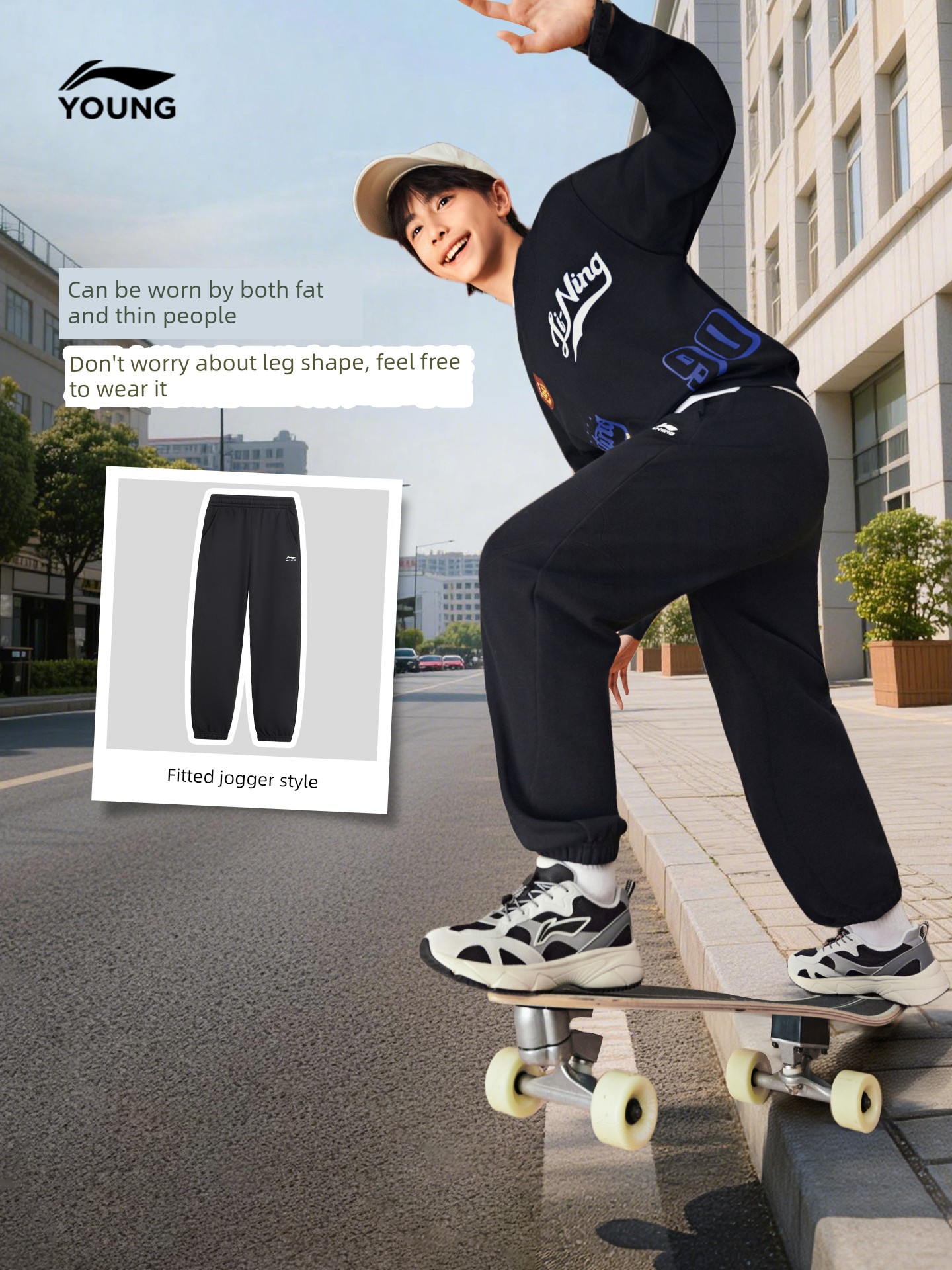 Li Ning plus Velvet Autumn and Winter Type Female Middle School Children's Cotton Trousers — 3