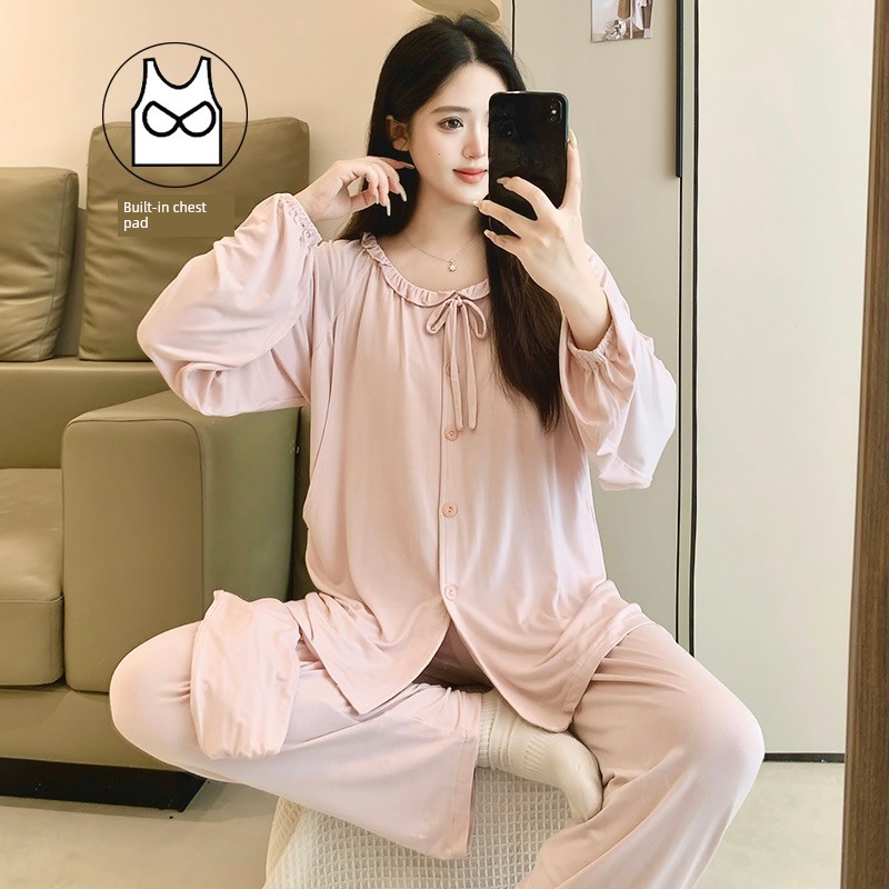 Modal Maternity Pajamas with Chest Pads, Summer Thin Style, Suitable for Postpartum and Breastfeeding Mothers, Spring and Summer Models — 2