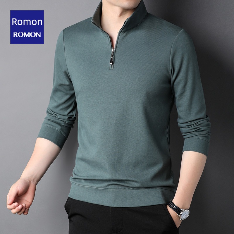 fashion Romon Half high collar zipper autumn leisure time T-shirt