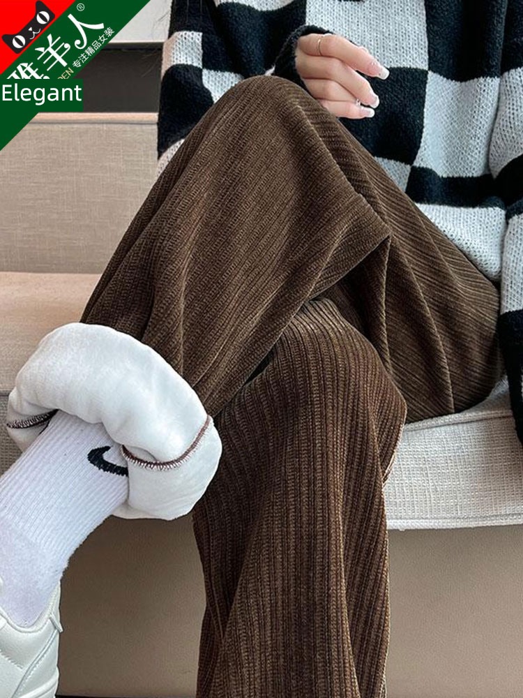 corduroy trousers female Autumn and winter Plush thickening cotton-padded trousers Wear out winter Tie one's feet leisure time little chap motion sweatpants