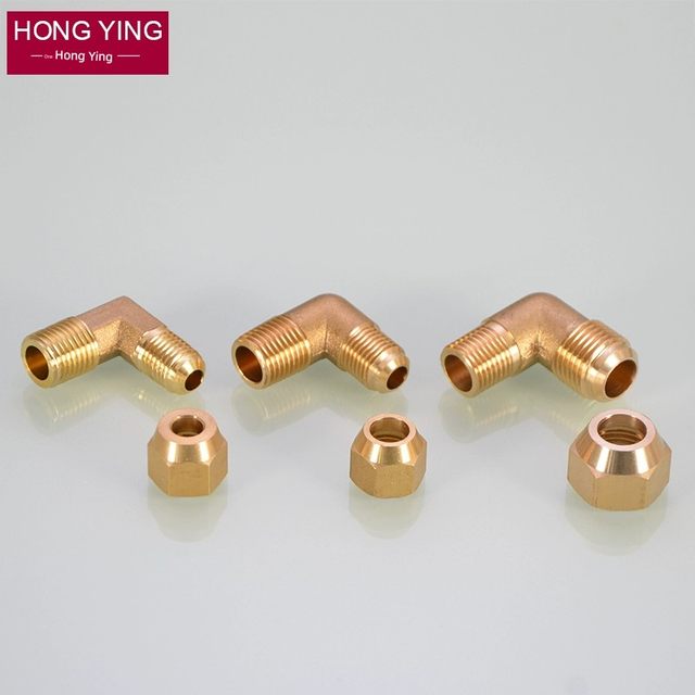 Brass outer wire flaring elbow flare copper pipe joint flaring right angle 90 elbow air conditioning and refrigeration accessories